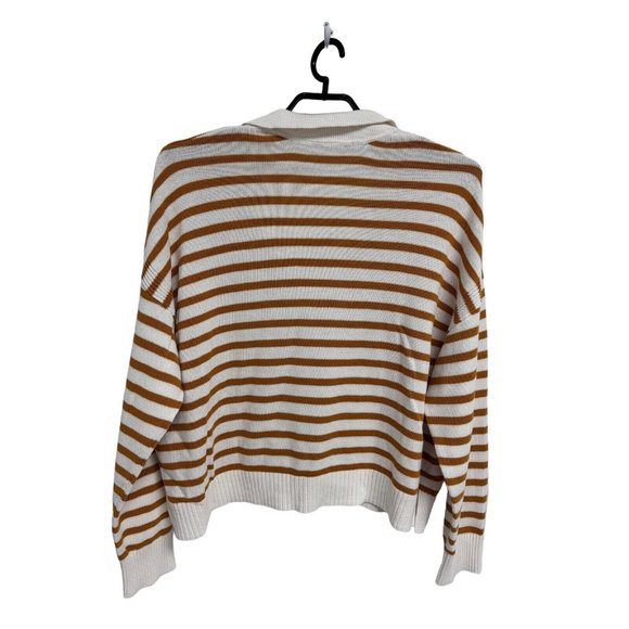 GAP Women's Long Sleeve Collared White & Yellow Striped Sweater Blouse Size XXL - Picture 4 of 11